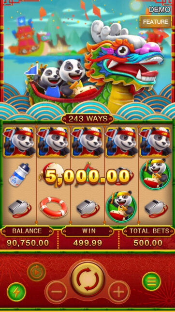 PANDA DRAGON BOAT slot game scene - FA CHAI Gaming