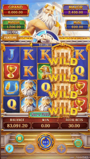 ZEUS slot game scene - FA CHAI Gaming